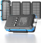 2 Pack, Solar Charger with Built-in Cables 49800mAh +Solar Power Bank 49800mAh for iPhone Android Samsung