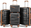Hard Shell Luggage Sets 4 Piece with 360 Spinner Wheels,Lightweight Suitcase Set with TSA Lock,Travel Luggage Set with Telescoping Handle,Light and Strong,Easy to Clean (Black 2)