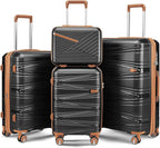 Hard Shell Luggage Sets 4 Piece with 360 Spinner Wheels,Lightweight Suitcase Set with TSA Lock,Travel Luggage Set with Telescoping Handle,Light and Strong,Easy to Clean (Black 2)