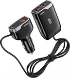 6 Multi Ports USB C Car Charger, 123W Fast Car Charger Adapter, PD 45W Compatible with iPhone17/Galaxy/Samsung S25, Type C Cigarette Lighter USB Charger with 5.7FT Cable for Rear Seat Charging(Black)