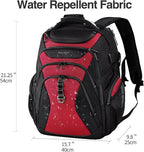 KROSER Travel Laptop Backpack 18.4 Inch XXXL Gaming Backpack with Hard Shell Saferoom RFID Pockets Water-Repellent Business College Daypack Stylish Laptop Bag for Men/Women-Black Red