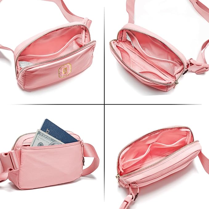 Gitus Customizable Gifts for Girls Age 6-8 8-10 Belt Bag Fanny Pack with Initial for Girls Birthday Gifts for Teenager Girls Teen Girl Gifts Trendy Stuff （Light Pink-O）