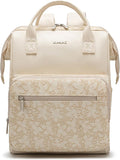 Kinmac Wide Open Style Laptop Backpack for Laptop Up to 15.6 Inch Men Women Travel Outdoor Backpack (Apricot Floweret PU)