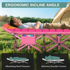 ZENPETIO Oversized XXL Folding Camping Cot, Heavy Duty Sleeping Cot for Adults with Mattress and Pillow, Portable Cot Bed with Carry Bag for Outdoor Camp Travel Home Guest Office, Pink