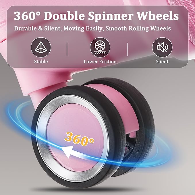 4 Piece Luggage Set, Hardside Expandable Lightweight Suitcase with 360° Mute Spinner Wheels Luggage Sets, TSA Lock, 14/20/24/28 Inch Travel Luggage for Men, Women and Girls (Pink 2)