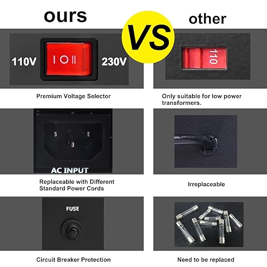 Yinleader Voltage Converter Transformer(110V to 220V, 220V to 110V) Step Up/Down Transformer Converter 110/120 Volt - 220/240 Volt w/US Power Cord,Circuit Breaker Protection (VTUS-3000-6S)