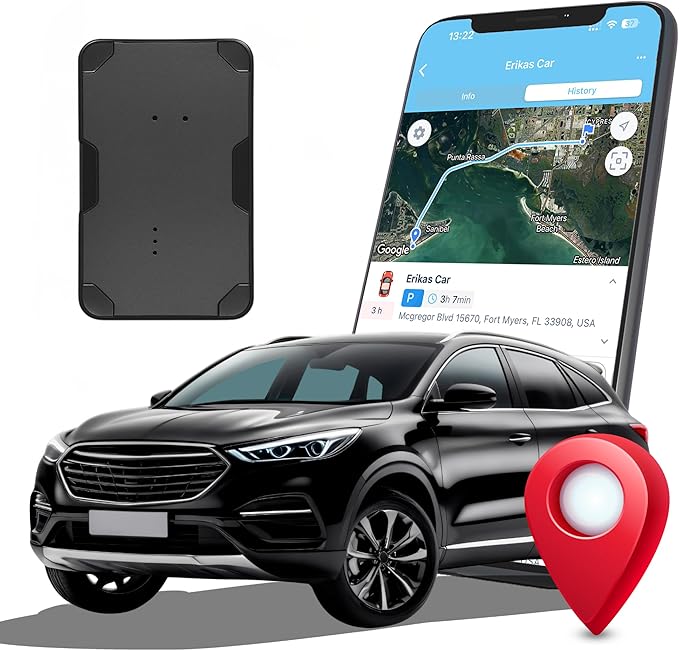 Magnetic Tiny GPS Tracker for Vehicles - 1 Month Rechargeable Battery, Small Hidden Real-Time Tracking Device - Waterproof GPS for Cars, Trucks & Assets - Subscription Required
