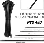 Cable Zip Ties,400 Pack Black Assorted Sizes 12+8+6+4 Inch,Multi-Purpose Self-Locking Nylon Cable Cord Management,Plastic Wire Ties for Home,Office,Garden,Workshop. By HAVE ME TD