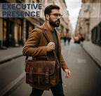 RUSTIC TOWN 16" Leather Laptop Messenger Bag for Men - Full Grain Leather Briefcase Computer Satchel Office Crossbody Bag