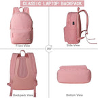 SUPACOOL Casual Laptop Backpack for Men and Women, Backpack for College, USB Charging Port, Lightweight Pack Back(Pink)