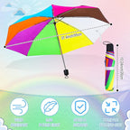 12 Pc Rainbow Umbrella Portable Tri Folded Pride Umbrella Windproof Compact Rain Parasol for Travel Beach Wedding Party