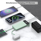 Portable Charger Built-in Cables,10000mAh Power Bank for iPhone,Fast Charge USB C Battery Pack Travel Essentials Slim Lightweight Powerbank Compatible with iPhone 17/16/15/14, Samsung, Android, etc