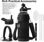 DYSANKY 40 oz Insulated Water Bottle | Thickened Stainless Steel Vacuum Metal | Portable Sports Water Jug for Gym and Hiking with Straw, Carrier Bag, Handle Strap | BPA-Free 40 oz, Black