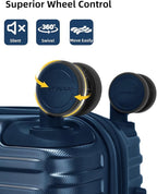 LARVENDER Carry on Luggage 22x14x9 Airline Approved, 20 Inch Expandable Hardside Suitcase with Wheels TSA Lock, PC+ABS Lightweight Carry on Suitcases for Women and Men, Dark Blue