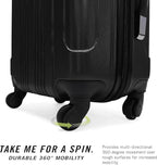 Kenneth Cole REACTION Out of Bounds Lightweight Hardshell 4-Wheel Spinner Luggage, Midnight Black, 20-Inch Carry On
