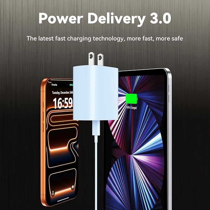 Phone 17 16 15 Charger Fast Charging, 10 FT Long USB C Charger Cord with 20W Type C Fast Phone Charging Block forPhone 17/17 Pro/17 Pro max/Air/Phone 16 15 Pro Max Plus, iPad, Android,Blue