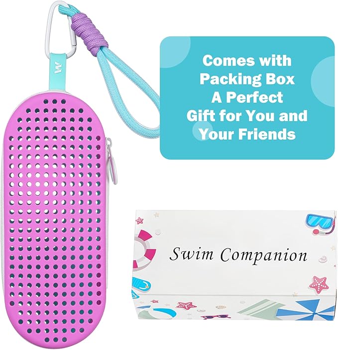 Swim Goggle Case For Swimming Goggles, Swimmer Gifts for Kids Teens Adults, Silicone Cases with Drain Hole