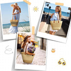 Beach Bags for Women, Summer Straw Beach Bag Straw Purse Shoulder Handbags Large Beach Tote for Summer Vacation