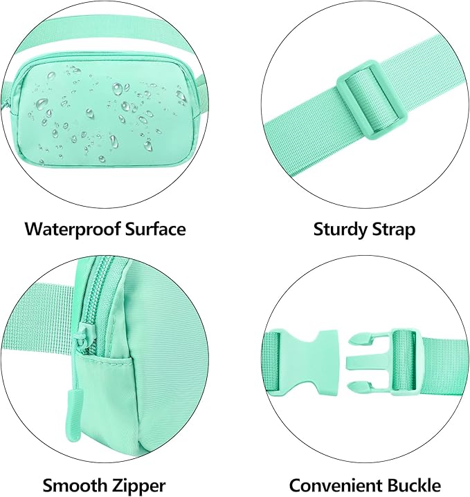 Fanny Pack with Strap Extension for Women and Men Crossbody Bag Belt Bag Bum Bag with Adjustable Strap for Hiking Workout Sports Travel Gifts for Teen Girl Light Green