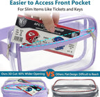 Veckle Clear Fanny Pack Stadium Approved - Plus Size 35-51 Inch Adjustable Strap Transparent Belt Bag for Women Men Fits 7.5" Smartphone, Crossbody Clear Bag for Stadium Events Sports Concerts, Purple