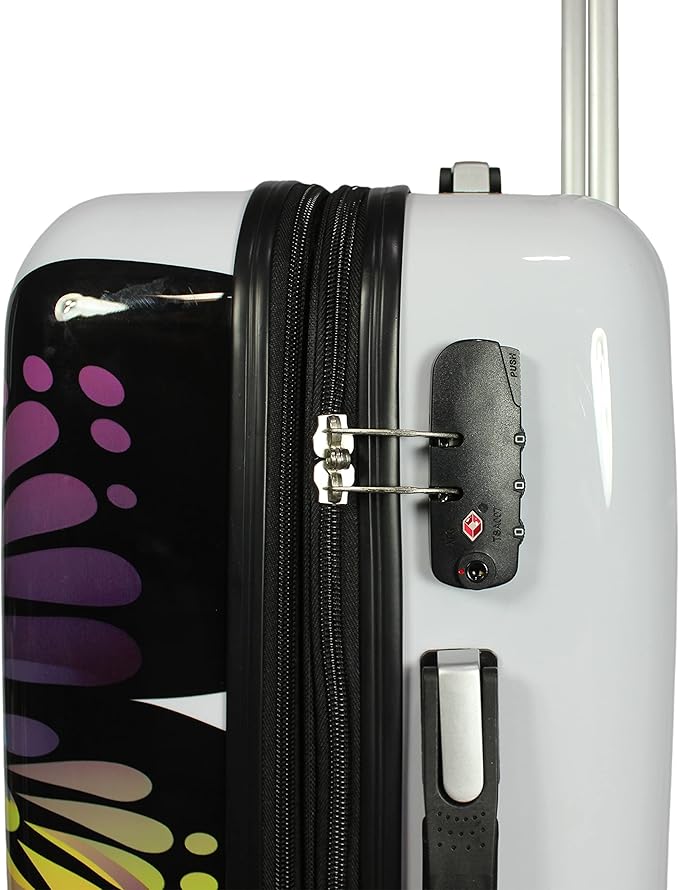 World Traveler VentureX Airline Approved 2-Piece Carry-On Luggage Set – Lightweight Hardside Polycarbonate Suitcase with Spinner Wheels - Butterfly
