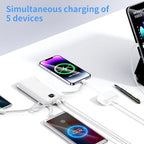 penaover Portable Charger with Built-in Cables&AC Wall Plug,Slim 10000mAh 22.5W Fast Charging Power Bank,5 Output 2 Input USB-C External Battery Pack Compatible with iPhones,Samsung,Android, etc
