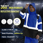 SKSAFETY Hi Vis Safety Rain Jacket for Men, Construction Work Rain Gear Heavy Duty Class 3 Rain Coat Waterproof Lightweight