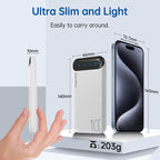 Power Bank 10000mAh Portable Charger Slim External Battery Pack with 2 USB 2.4A Outputs and USB C in/Out Compatible with Huawei iPhone 16 15 14 13 12 iPad Samsung Galaxy S20 Android Tablet (White)