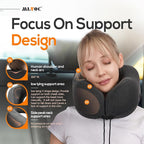 MLVOC Neck Pillow for Traveling, Upgraded 100% Pure Memory Foam Travel Neck Pillow for Airplane Flight Sleep, Breathable & Machine Washable Cover, Travel Kit with 3D Eye Mask, Earplugs & Bag, Black