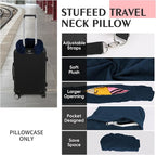 Stuffable Travel Pillow, Stuffable Neck Pillow for Travel, Neck Pillow Stuffed with Clothes Storage - No Extra Baggage Fees, Fits 5+ Days of Travel Essentials, No Filler (Blue-Checkerboard)