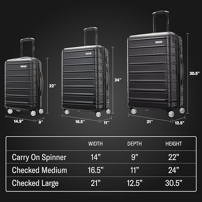 Samsonite Omni 2 Hardside 3 Piece Set - Includes Global Carry-On, Medium, & Large Checked Suitcases - 360° Dual Spinner Wheels - Integrated TSA Lock & Expansion - Amazon Exclusive - Rose Gold