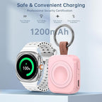 for Samsung Galaxy Watch Charger,1200mAh Portable Charger for Samsung Galaxy Watch 8/8 Classic/7/Ultra/6/6 Classic/5/5 Pro/4/3,Active 2/1 (Pink)