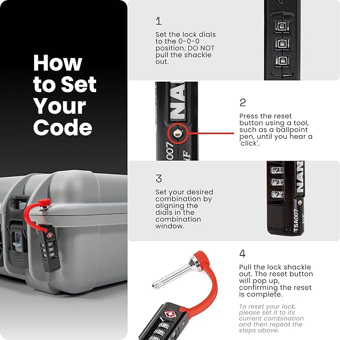 NANUK TSA Approved Lock – Durable, Secure Travel Case Lock with Cut-Resistant Steel Shackle & Rustproof