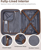 LARVENDER Carry on Luggage 22x14x9 Airline Approved, Expandable 20 Inch Hardside Suitcase with Wheels TSA Lock, PC+ABS Lightweight Carry on Suitcases for Women and Men, Maple (20/DB/TB)