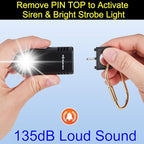 135dB Rechargeable Personal Safety Alarm Built-in Ultra-Bright Flashlight. Non Slip Grip Keychain Emergency SOS Siren for Women, Students, Night Runner. Loud Sound Hiking Bear Alerts with Hook. Black