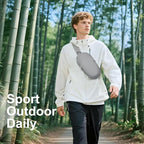 Small Sling Bag with RFID Blocking, Mini Fanny Pack for Women and Men, Convertible Crossbody Anti Theft Chest Bag for Travel Hiking Running, Grey