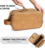 Elviros Toiletry Bag for Men, Large Travel Shaving Dopp Kit Water-resistant Bathroom Toiletries Organizer PU Leather Cosmetic Bags