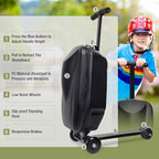 2-in-1 Ride-On Scooter Suitcase for Kids & Adults, 20” Foldable Hardshell Carry-On Luggage for Travel, Lightweight Kids Scooter Bag with Wheels
