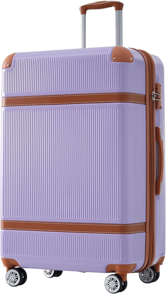 3 Piece Hardshell Luggage Sets 20"+24''+28" Expandable Hardside Luggages Spinner Suitcase with Spinner Wheels & TSA Lock,Lightweight Luggage Sets For Women Men Outdoor Travel Purple