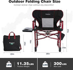 SUNNYFEEL Camping Directors Chair Set of 2 Aluminum Oversized Portable Folding Chair with Side Pocket and Adjustable Side Table for Beach, Fishing, Trip, Picnic, Lawn, Outdoor Foldable Camp Chairs
