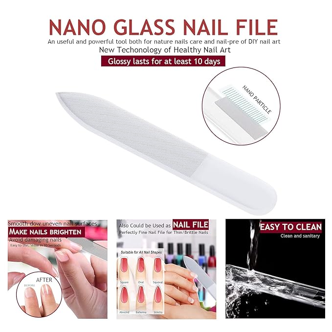 HANTEKAS Manicure Set Nail Clippers Kit 6 Pieces in 1 Stainless Steel Professional Grooming Nail Care Tools Including Nano Glass Nail Shiner Buffer File Gift for Men Husband Boyfriend Parents Women
