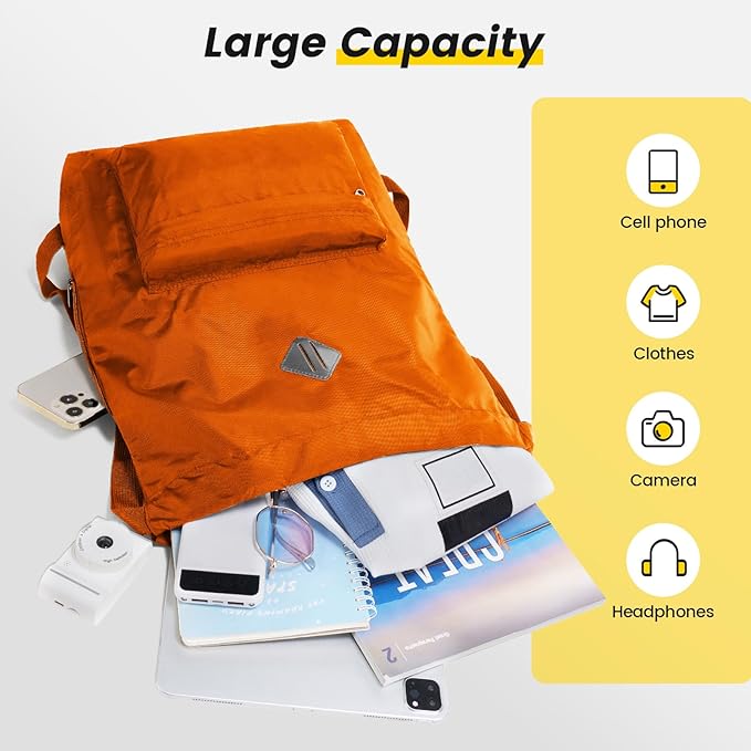 Vorspack Drawstring Backpack Water Resistant String Bag Sports Gym Sack with Side Pocket for Men Women