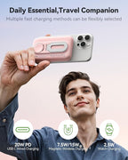 Magnetic Portable Charger for iPhone and Apple Watch, 10000mAh Wireless Power Bank PD 20W USB-C Fast Charging Battery Pack with Stand for iPhone Air/ 17/16/15/14/13/12 Pro Max、iWatch 11-1/SE/Ultra 3-1