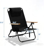 2 Pack Lightweight Portable Recliners Chair for Adults, Outdoor Lay Flat Folding Beach Chairs with 5 Positions, Backpack Beach Chair with, Zipper Pouch, Cup Holder, No Towel Bar, Black