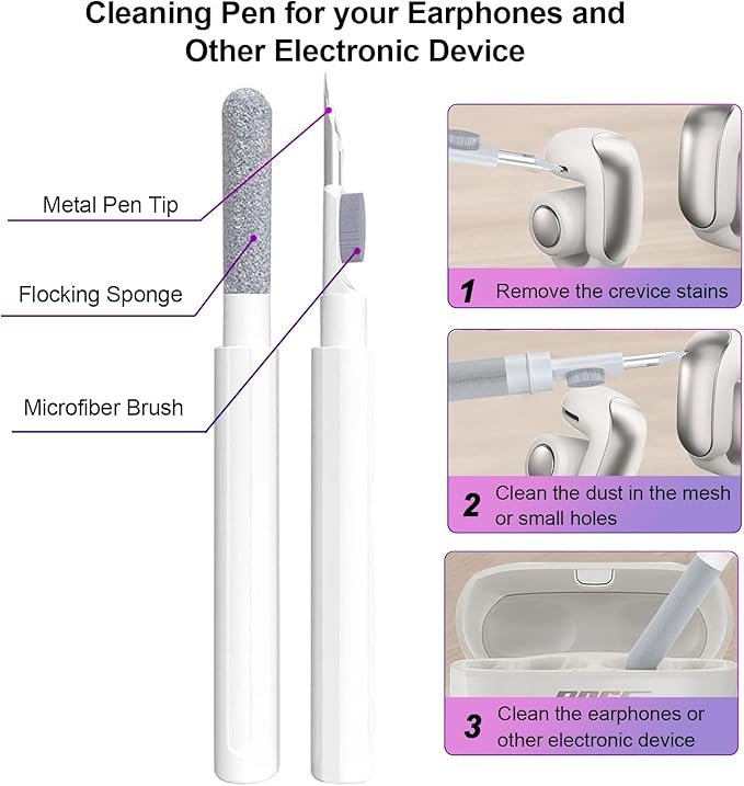 Aircawin for Bose Ultra Open Earbuds Case Clear 2024,Full Protective Shockproof Soft Transparent TPU Cover for Bose Open Ear Wireless Earbud Headphone Accessories with Carabiner and Cleaning Pen-Pink