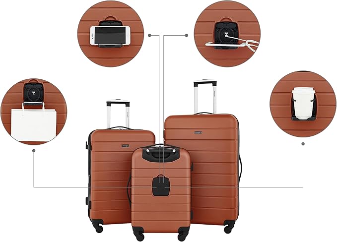 Wrangler Smart Spinner Hardside Luggage, 22-Inch Carry-On, Burnt Orange