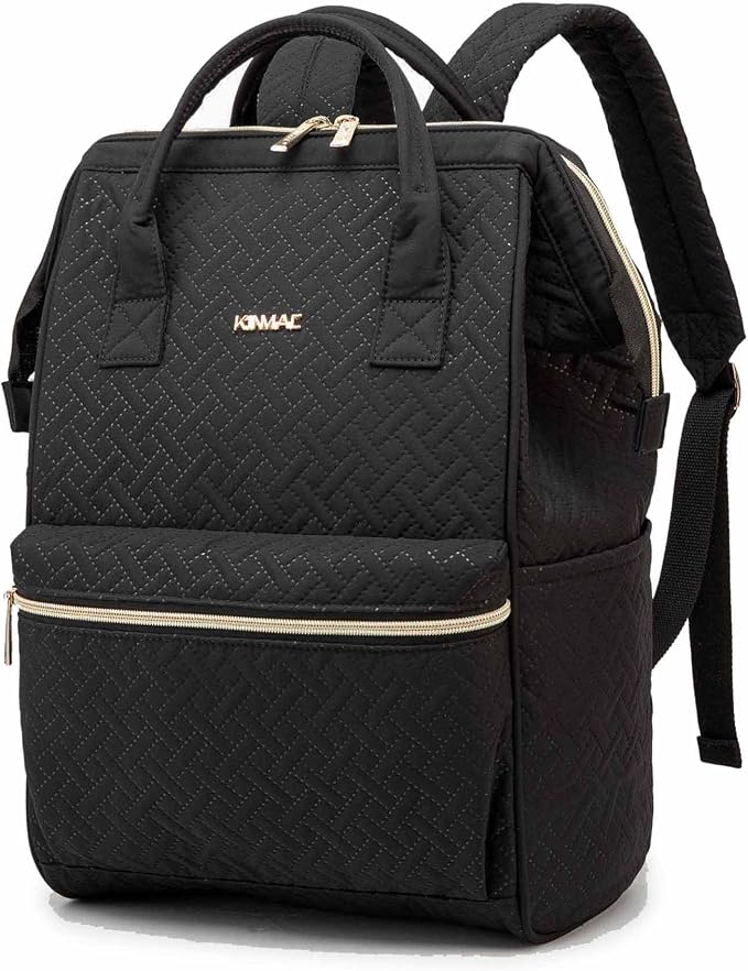 Kinmac Wide Open Style Laptop Backpack Large Capacity Travel College Backpack for 15.6 inch Laptop Computer (Black)