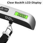 Luggage Scale, Digital Portable Handheld Suitcase, Travel Hanging Baggage with Backlit LCD Display, 50kg/110Pounds, Silver