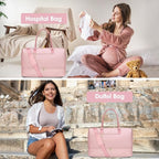 Travel Weekender Bags for Women - Duffle Bag Women with Shoe Compartment Carry On Overnight Bag with Toiletry Bag Duffel Bags with Wet Pocket for Gym Hospital Bags for Labor and Delivery Pink