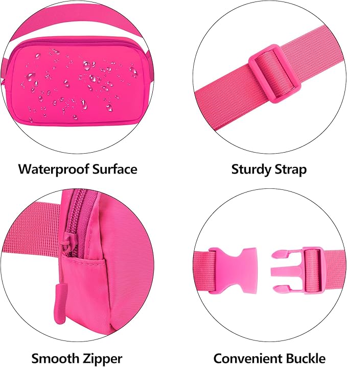 Fanny Pack Crossbody Bag for Women and Men, Belt Bag for Hiking Bum Bag with Adjustable Strap,Casual Cell Phone Pouch?Waist pack for Running Workout Sports Travel Magenta